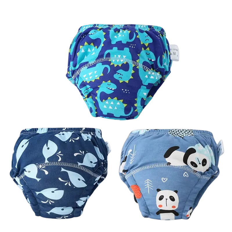 Newborn Training Pants - 3pack blue whale, panda and dino