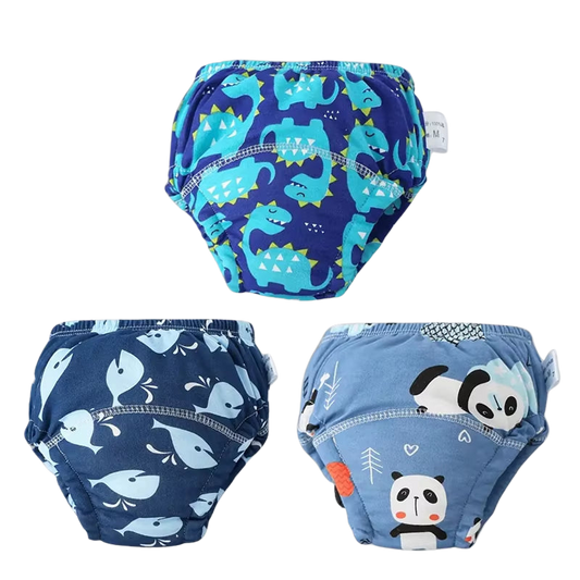 Newborn Training Pants - 3pack blue whale, panda and dino